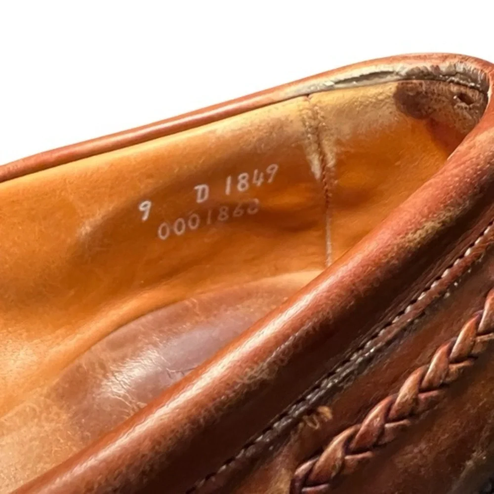 Allen Edmonds Cody Slip On Loafer Tassel Shoes Woven Leather Brown Size 9D 1849